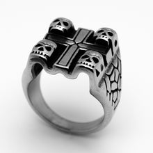 Load image into Gallery viewer, Skulls on a Cross Ring Old School Biker Ring Stainless Steel SR34