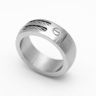 Cable & Bolt Inlaid Ring Unisex Wedding Band Stainless Steel SR3