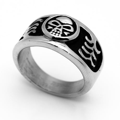 Stainless Steel Black Signet Rings for Men Solid Polished Classic Biker  Band Rings Unisex,Size 7