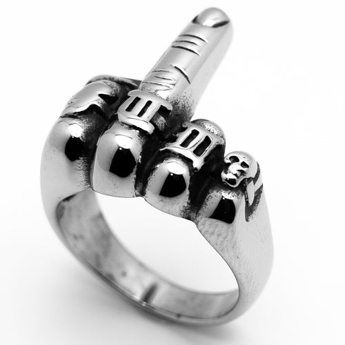 Jewelry Men’s Stainless Steel Biker Middle Finger Ring