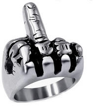 Load image into Gallery viewer, Jewelry Men’s Stainless Steel Biker Middle Finger Ring Large Sizes