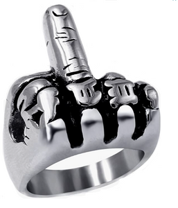 Jewelry Men’s Stainless Steel Biker Middle Finger Ring Large Sizes