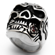 Load image into Gallery viewer, Huge Men’s Rose Skull Biker Ring Stainless Steel