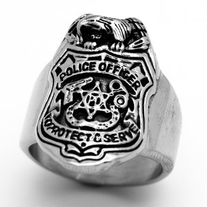 Police Badge Men's Stainless Steel Ring