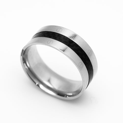 Men's Stainless Steel Carbon Fiber Wedding Band