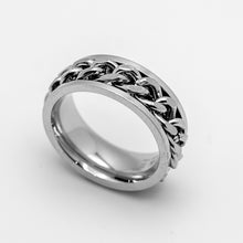 Load image into Gallery viewer, Cuban Chain Spinner Ring Unisex Comfort Fit Band Wedding Rings  Silver Edition Stainless Steel SR52