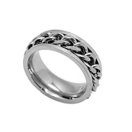 Cuban Chain Spinner Ring Unisex Comfort Fit Band Wedding Ring Stainless Steel SR52