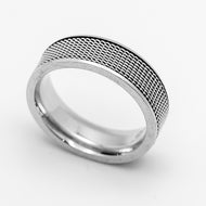 Mesh Styled Ring Comfort Fit Unisex Wedding Band Stainless Steel SR55