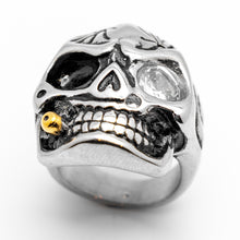 Load image into Gallery viewer, Men&#39;s Skull Ring with Gold Bullet Stainless Steel Ring Sizes 9 - 20