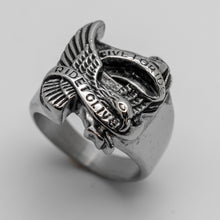 Load image into Gallery viewer, Men’s *Live to Ride/Ride to Live* Eagle Stainless Steel Biker Ring