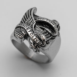 Men’s *Live to Ride/Ride to Live* Eagle Stainless Steel Biker Ring