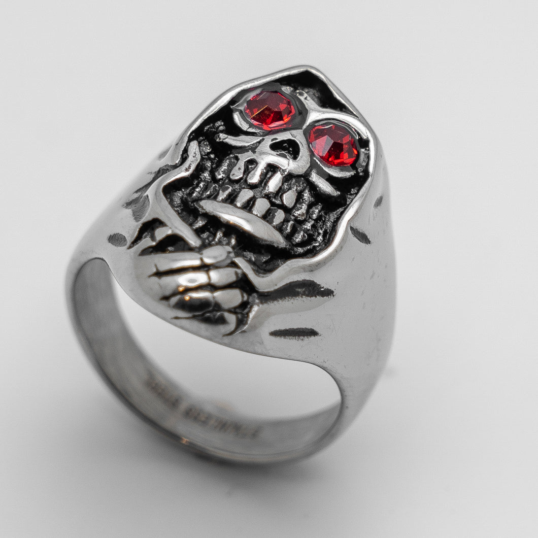 Reaper Ring with Red Eyes Stainless Steel