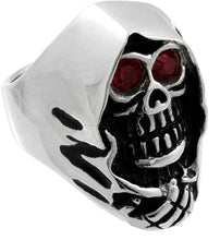 Load image into Gallery viewer, Reaper Ring with Red Eyes Stainless Steel