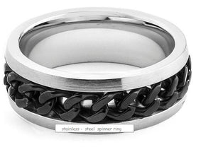 Heavy Metal Jewelry Men's Wedding Band Spinner Ring Stainless Steel