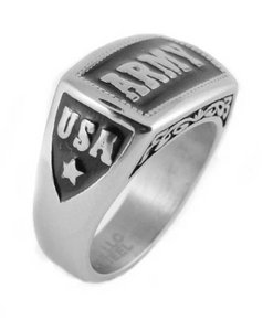 Heavy Metal Jewelry Unisex ARMY Ring Stainless Steel  Sizes 5-15