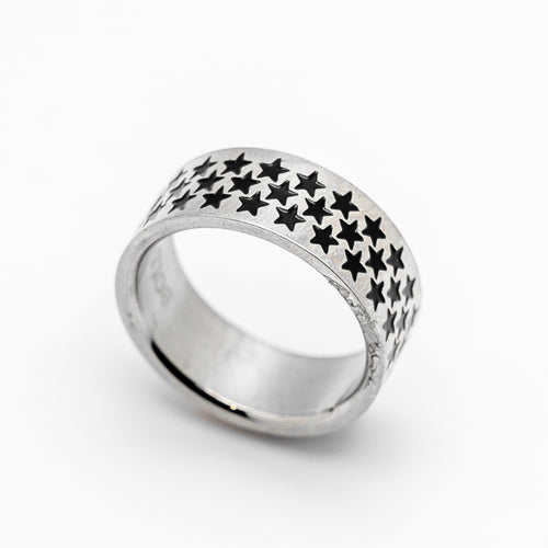 Heavy Metal Jewelry Stainless Steel Ring Unisex Star Wedding Band