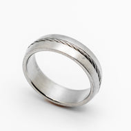 Inlaid Cable Ring Comfort Fit Band Unisex Satin Finish Wedding Band Stainless Steel SR65