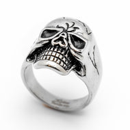 Cracked Skull Ring Men's Biker Stainless Steel SR68