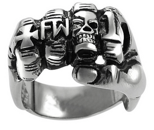 Men’s or Women's Stainless Steel Fist Motorcycle Biker Ring