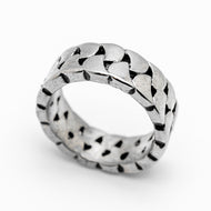 Woven Curb Chain Ring Unisex Biker Wedding Band Stainless Steel SR74