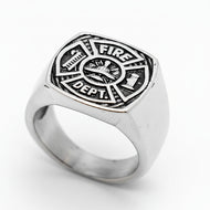 Black Firefighter's Maltese Cross Ring Unisex Firefighter Ring Stainless Steel SR75