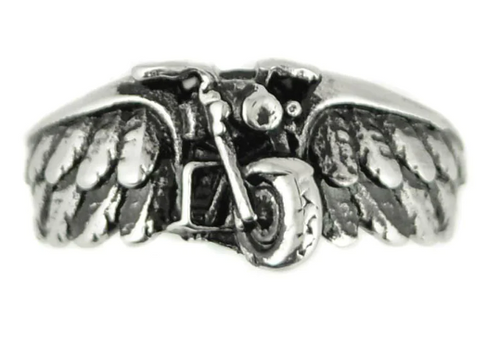 Heavy Metal Jewelry Flying Motorcycle Ring Stainless Steel