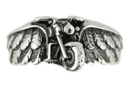 Winged Motorcycle Ring Unisex Biker Jewelry Stainless Steel SR78