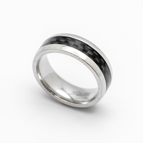 Carbon Fiber Wedding Band Men or Women Stainless Steel Ring