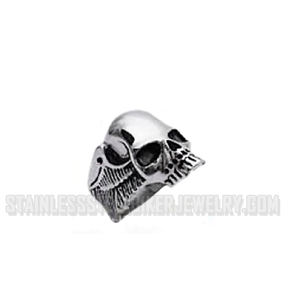 Men's Biker Skull Ring / Wings Stainless Steel