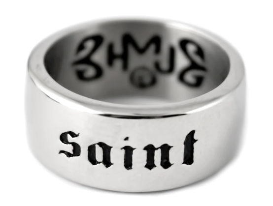 Heavy Metal Jewelry Saint Wedding Band Ring Stainless Steel