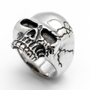 Men's Heavy Cracked Skull Men's Biker Ring Stainless Steel