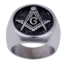 Load image into Gallery viewer, Biker Jewelry Round Men’s Mason Ring Stainless Steel