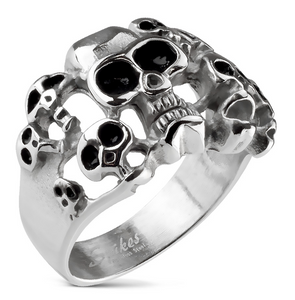 Heavy Metal Jewelry Stainless Steel Ring Skull Family